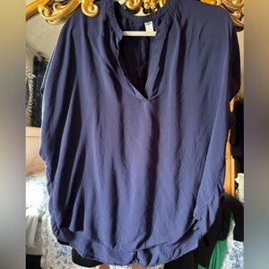 Elegant Navy Blue  oversized Women's Top